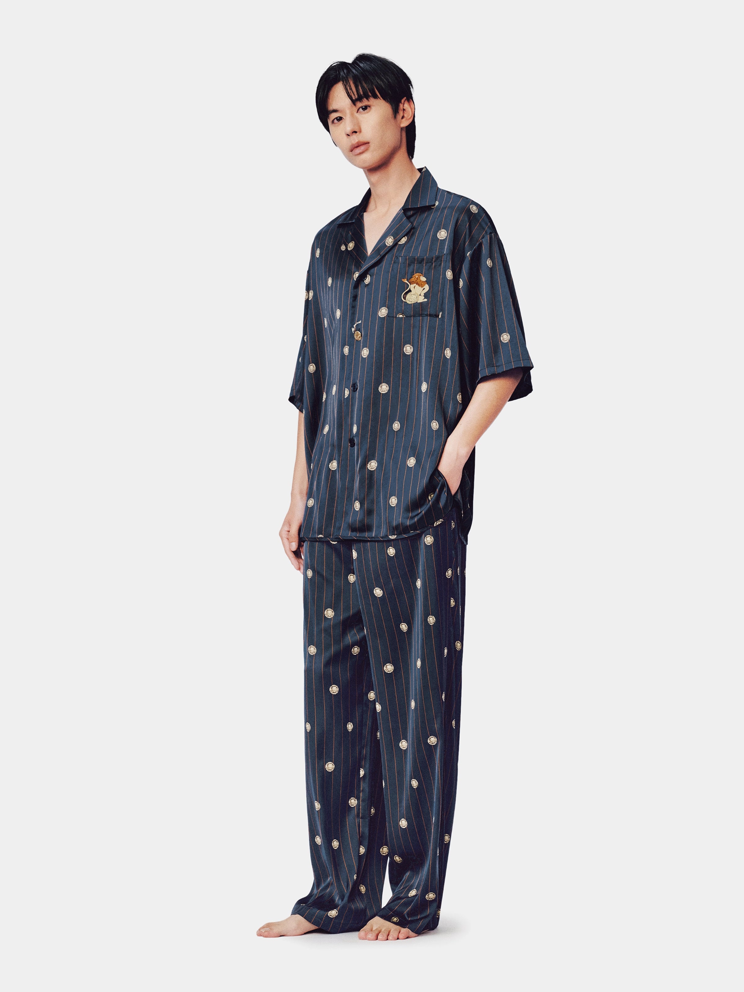 "Urban Jungle" Satin Loungewear Set Short Sleeve & Pants – Wishing Coin