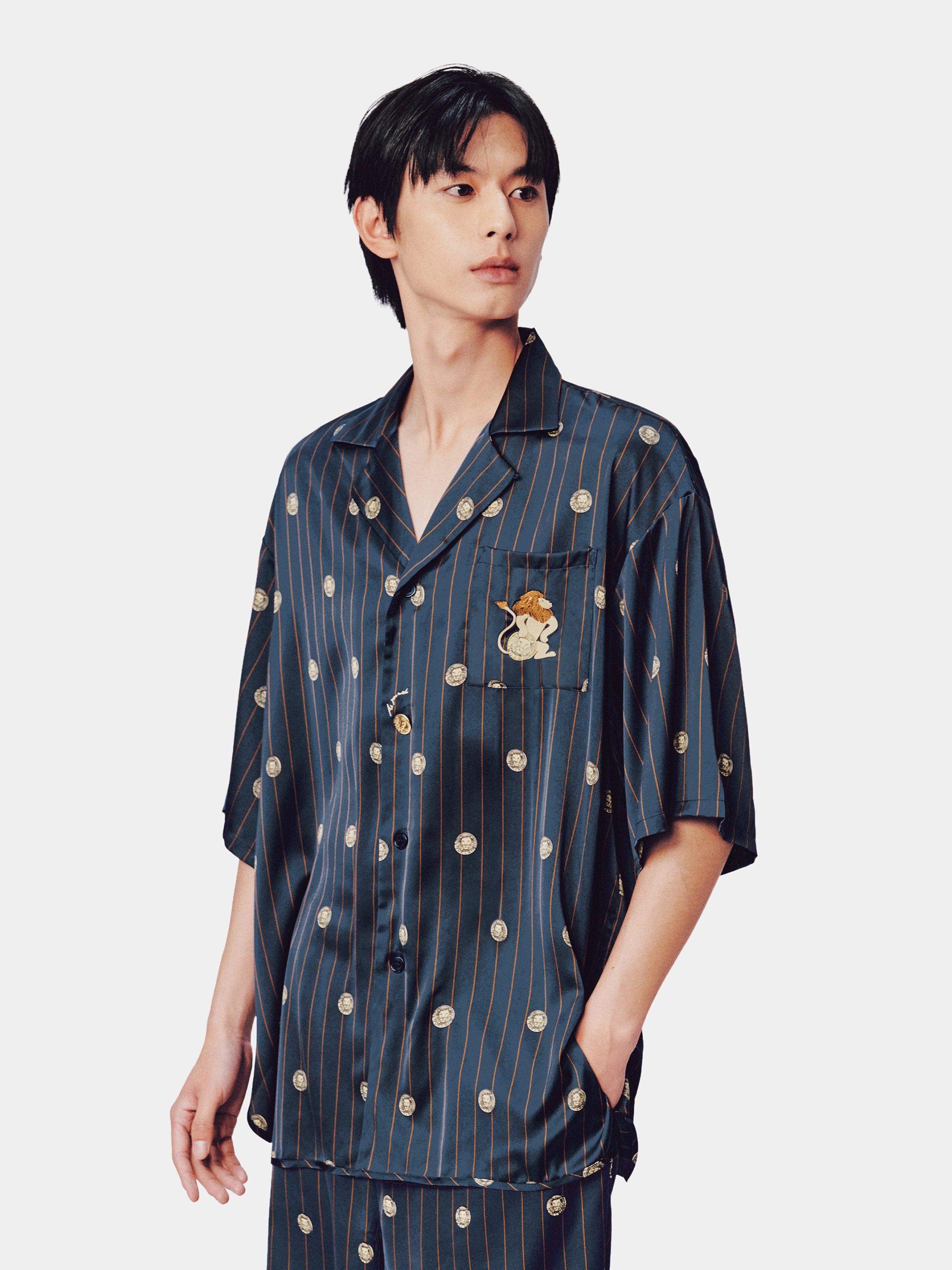 "Urban Jungle" Satin Loungewear Set Short Sleeve & Pants – Wishing Coin