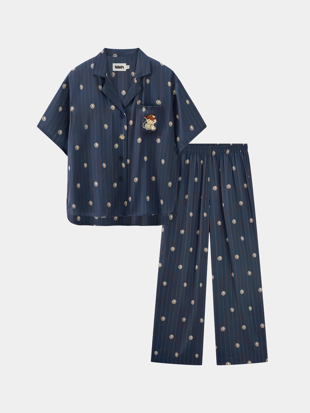 "Urban Jungle" Satin Loungewear Set Short Sleeve & Pants – Wishing Coin