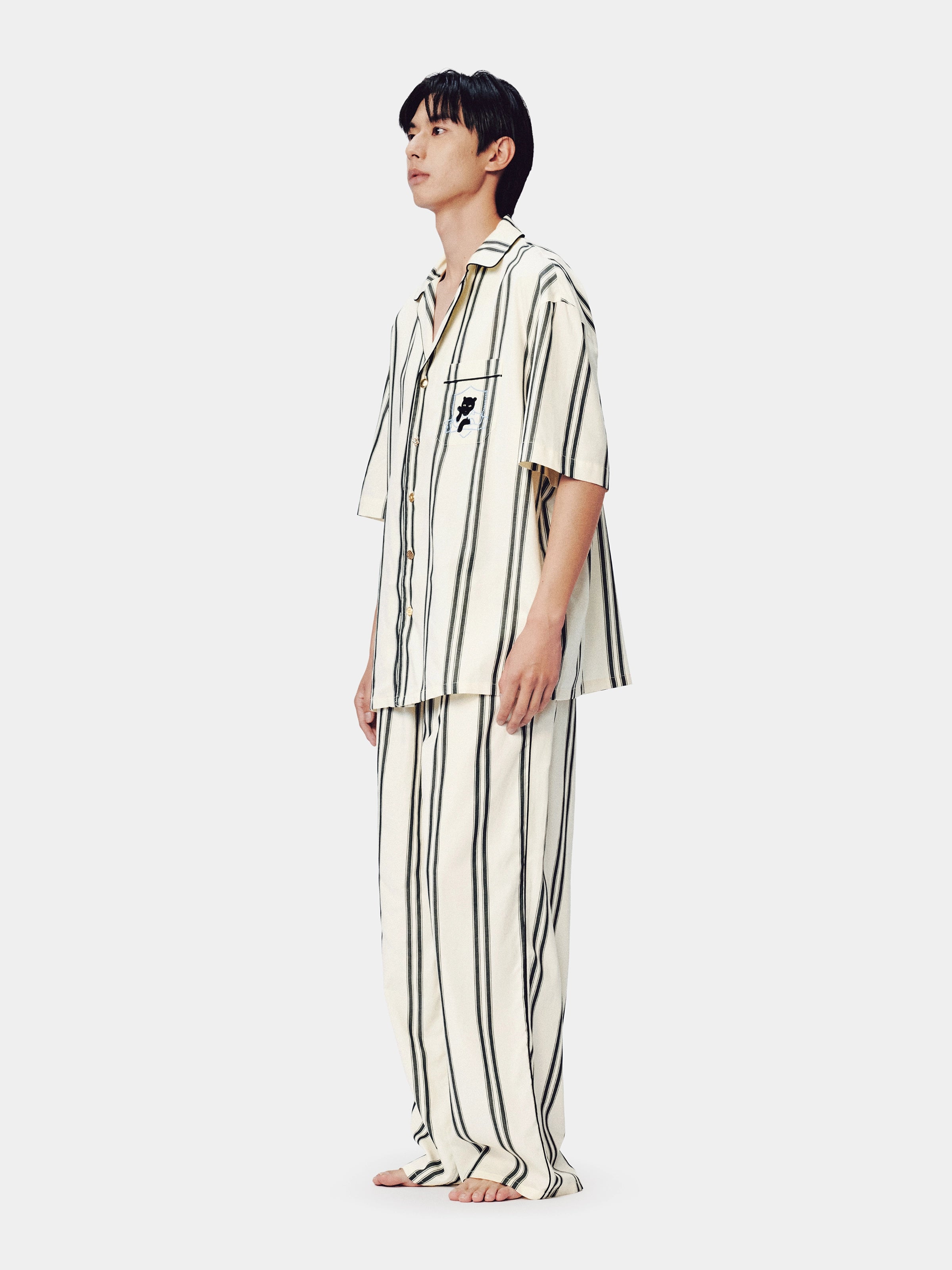 "Urban Jungle" Tencel Cotton Blend Loungewear Set Short Sleeve & Pants – Moonlight White