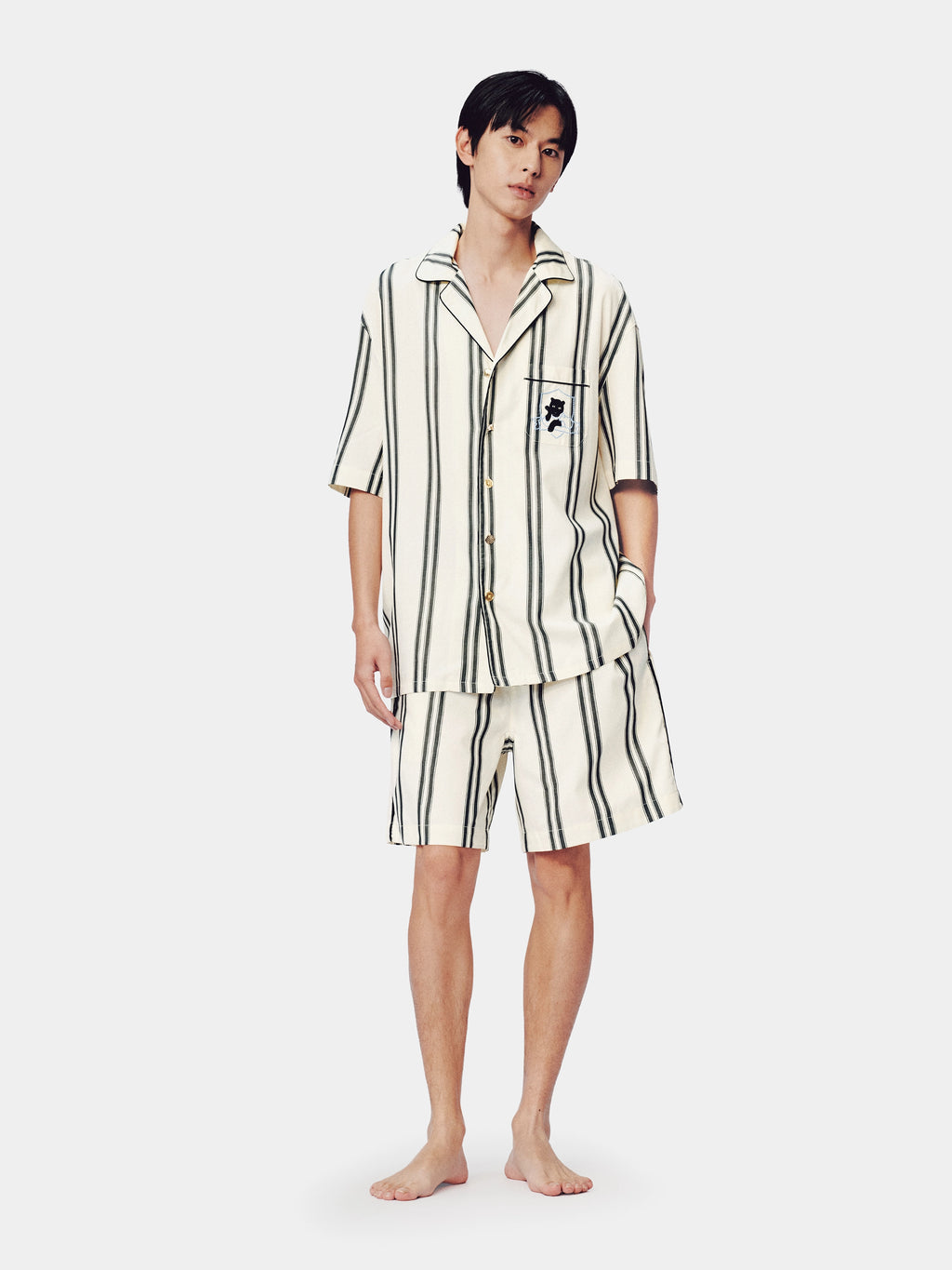 "Urban Jungle" Tencel Cotton Blend Loungewear Set Short Sleeve – Moonlight White