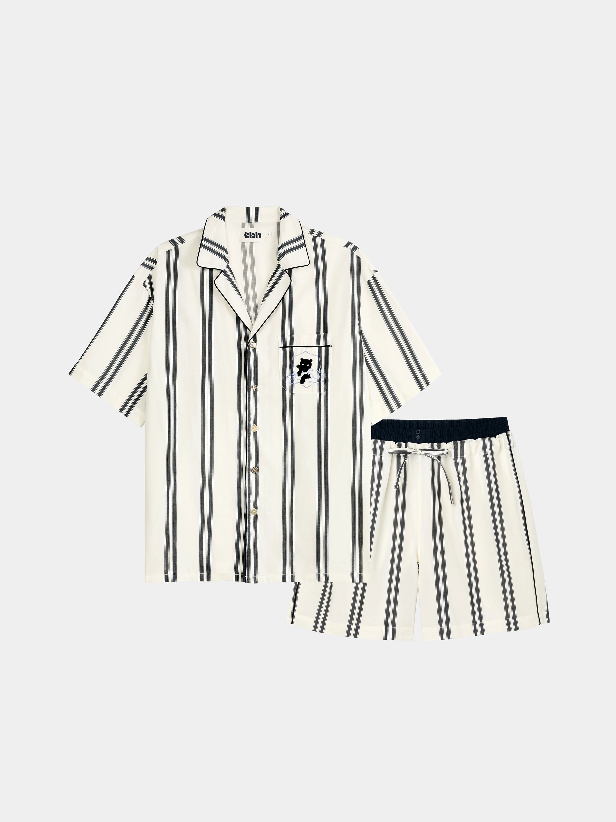 "Urban Jungle" Tencel Cotton Blend Loungewear Set Short Sleeve – Moonlight White