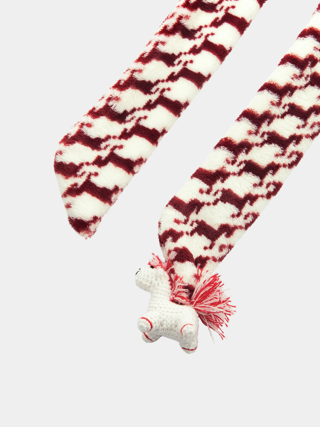 "Year of the Horse" Flannel Standing Collar Loungewear Set – Houndstooth Red