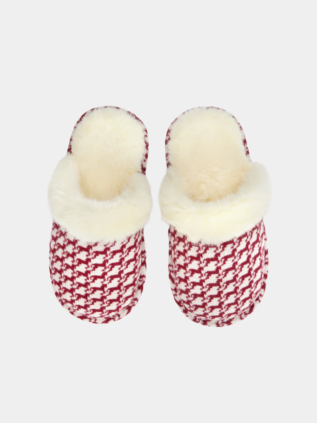 "Year of the Horse" Fluffy Slippers – Houndstooth Red