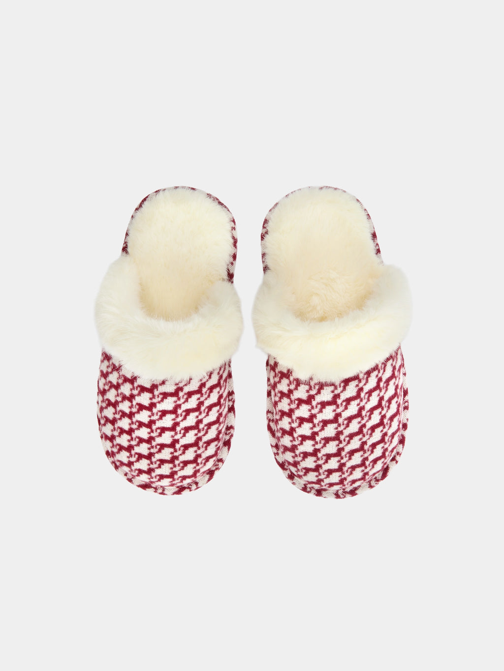 "Year of the Horse" Fluffy Slippers – Houndstooth Red