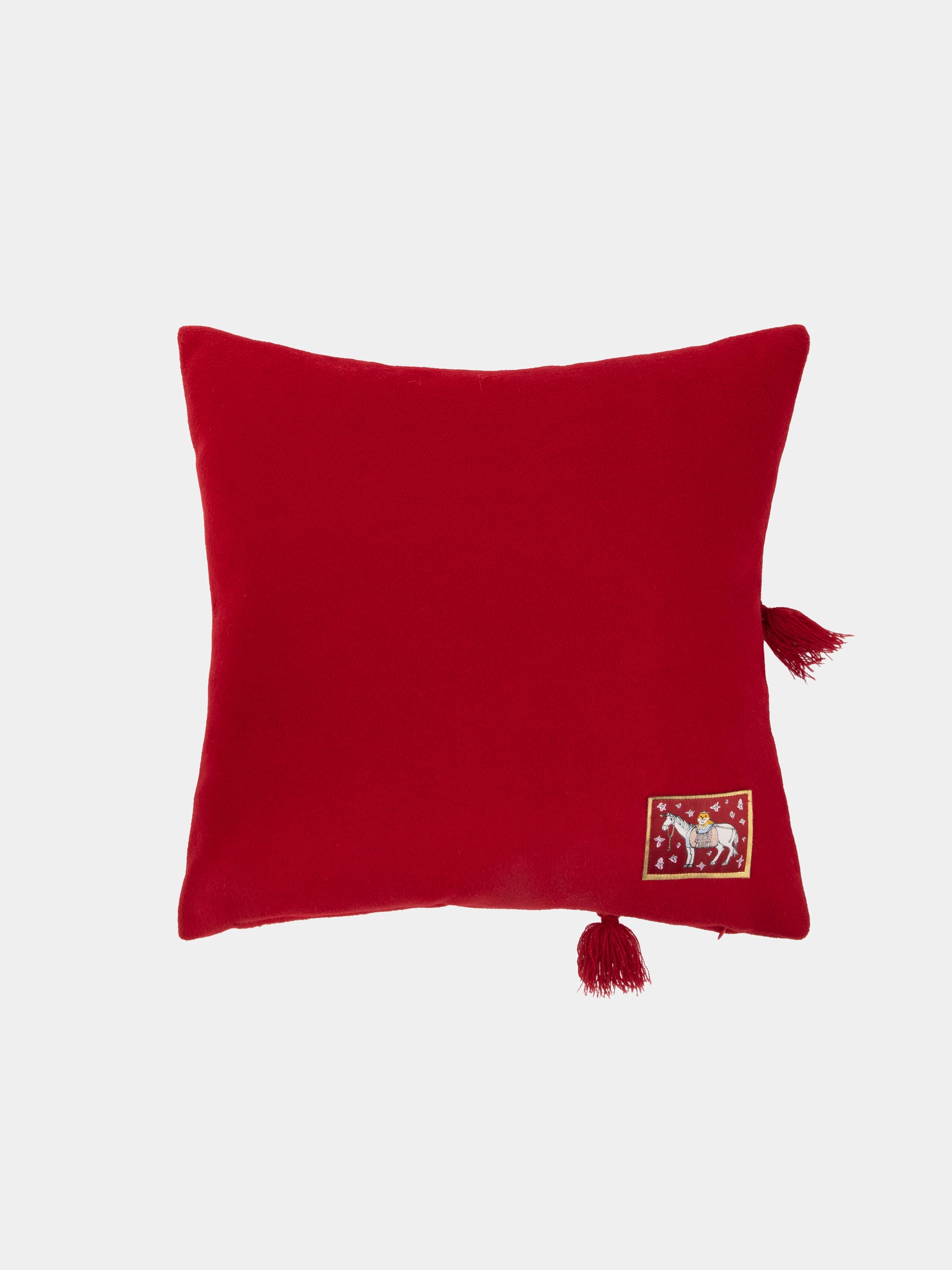 "Year of the Horse" Handmade Braided Rope Woolen Decor Pillow – Fortune Red