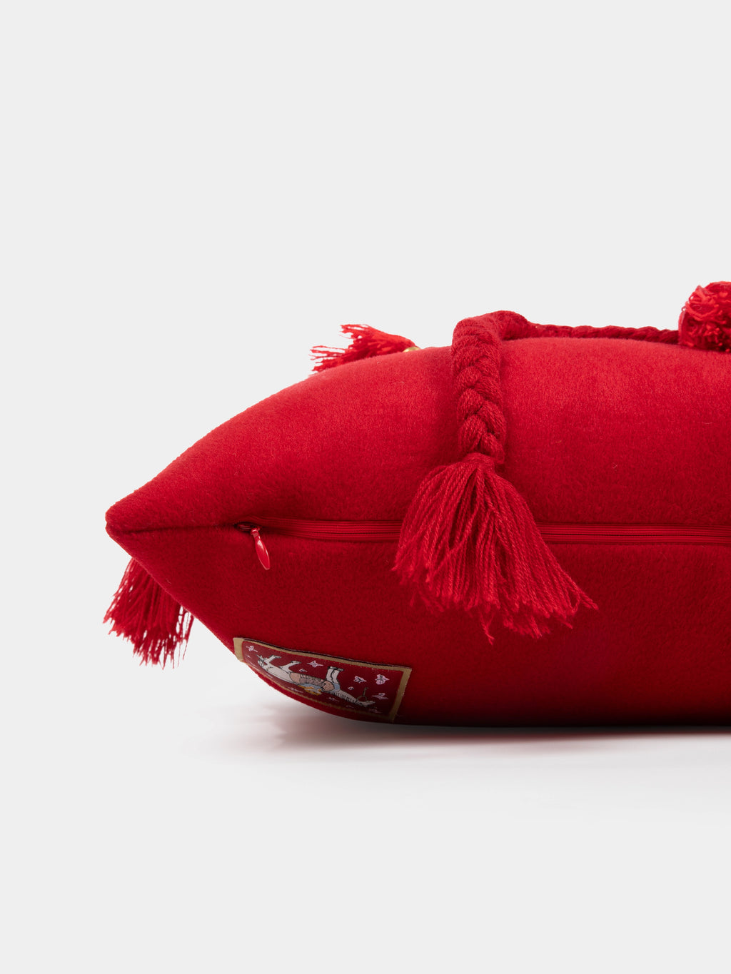 "Year of the Horse" Handmade Braided Rope Woolen Decor Pillow – Fortune Red