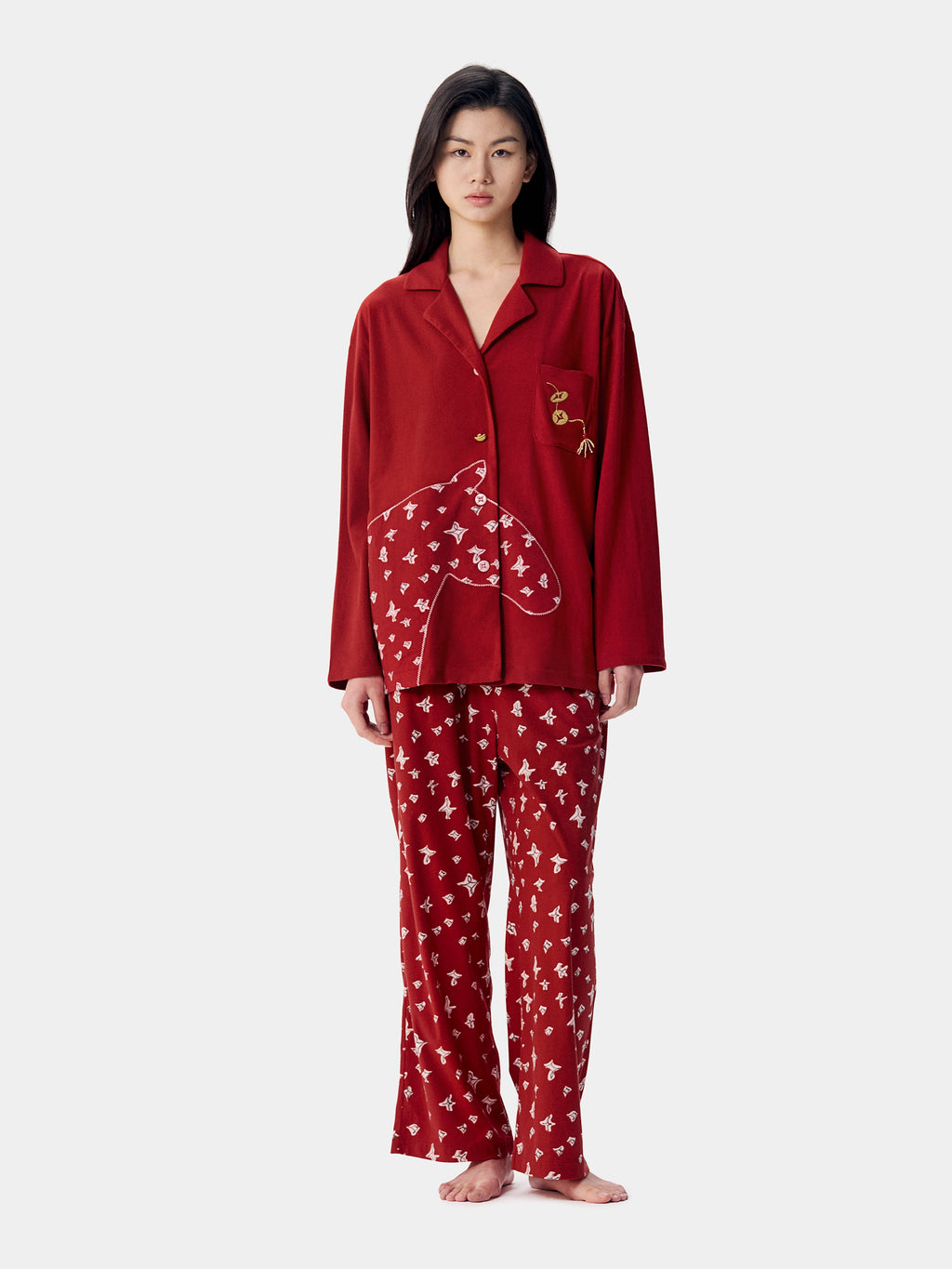 "Year of the Horse" Polar Fleece Loungewear Set – Fortune Red