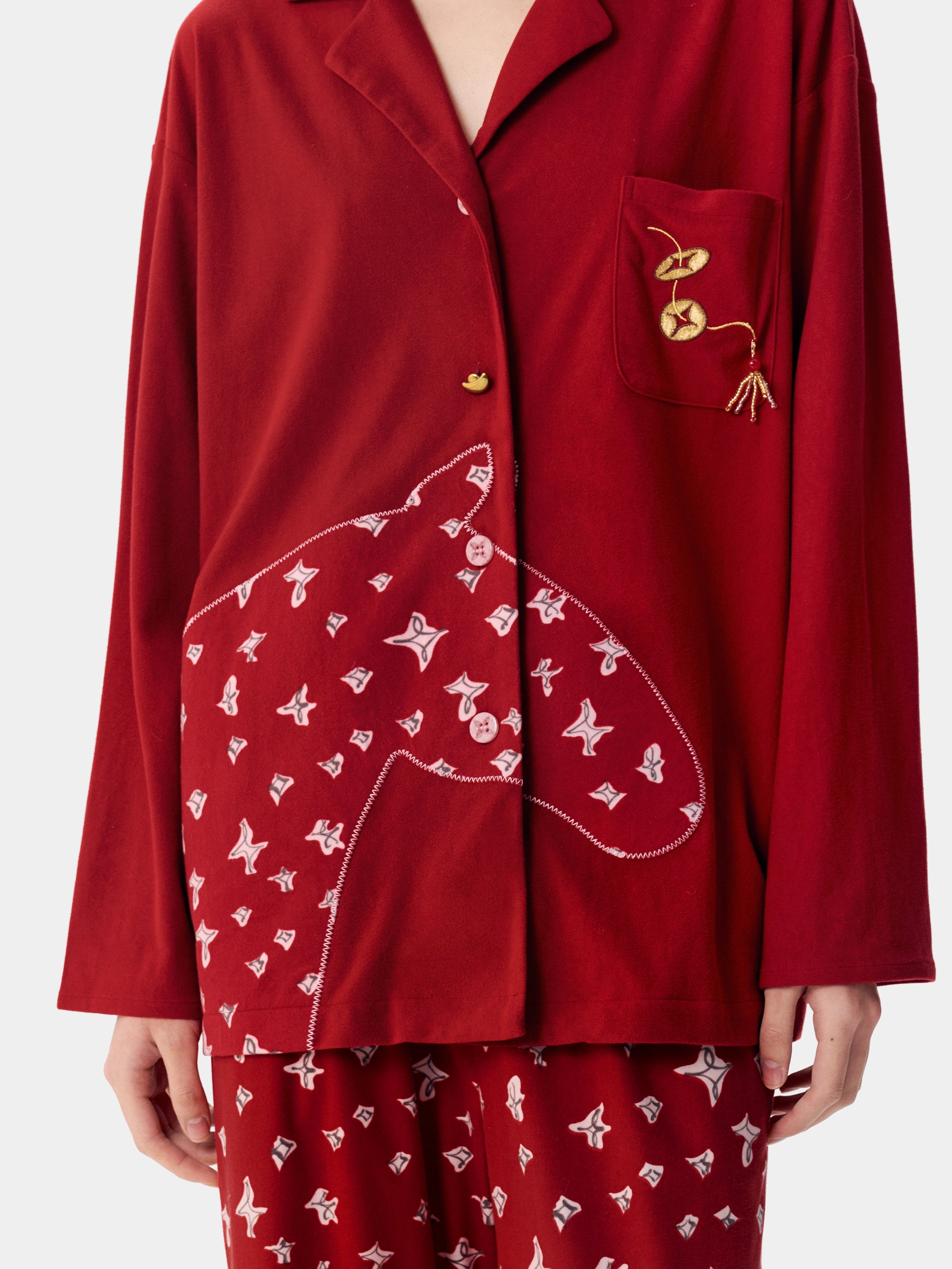 "Year of the Horse" Polar Fleece Loungewear Set – Fortune Red