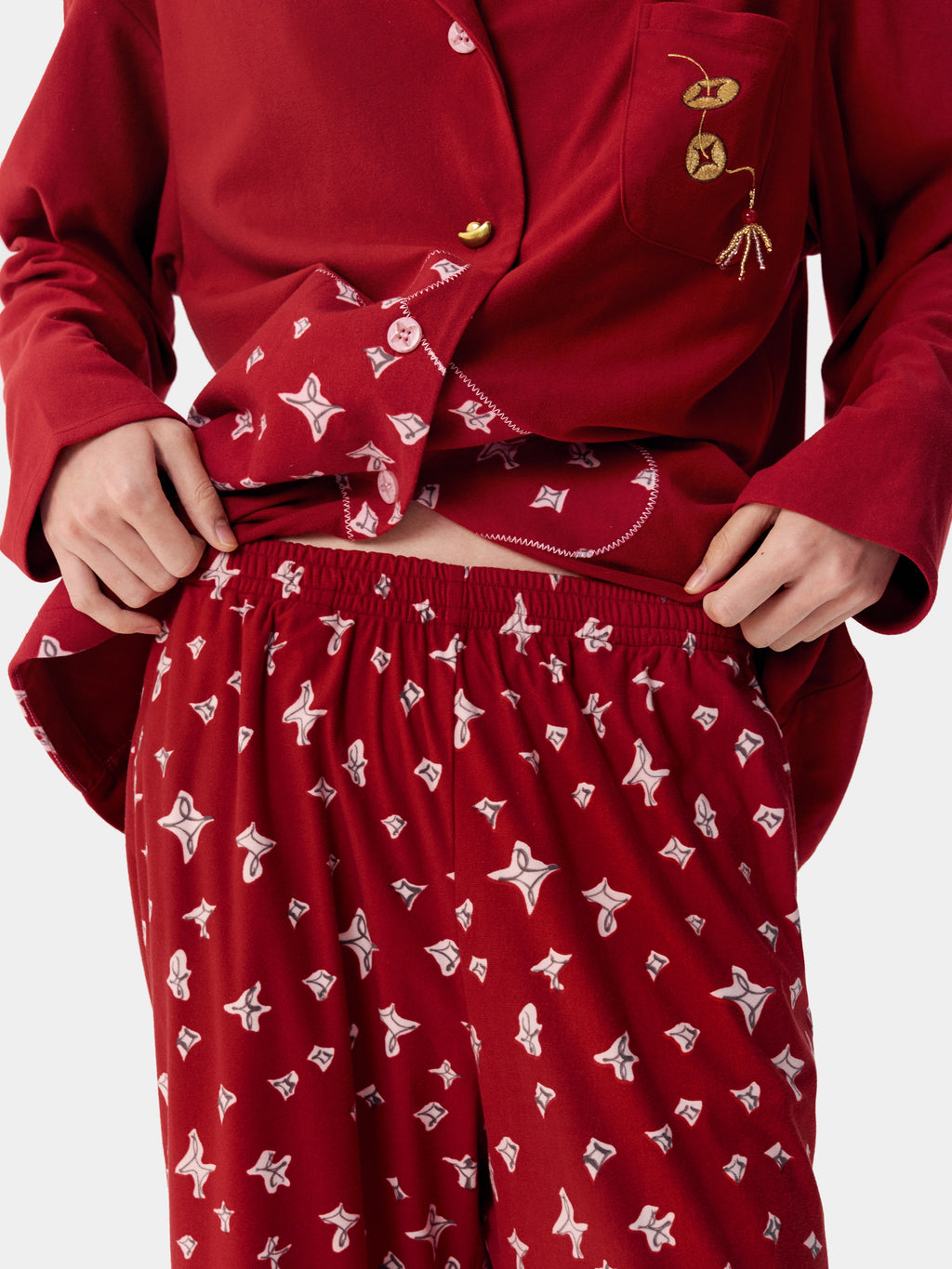 "Year of the Horse" Polar Fleece Loungewear Set – Fortune Red