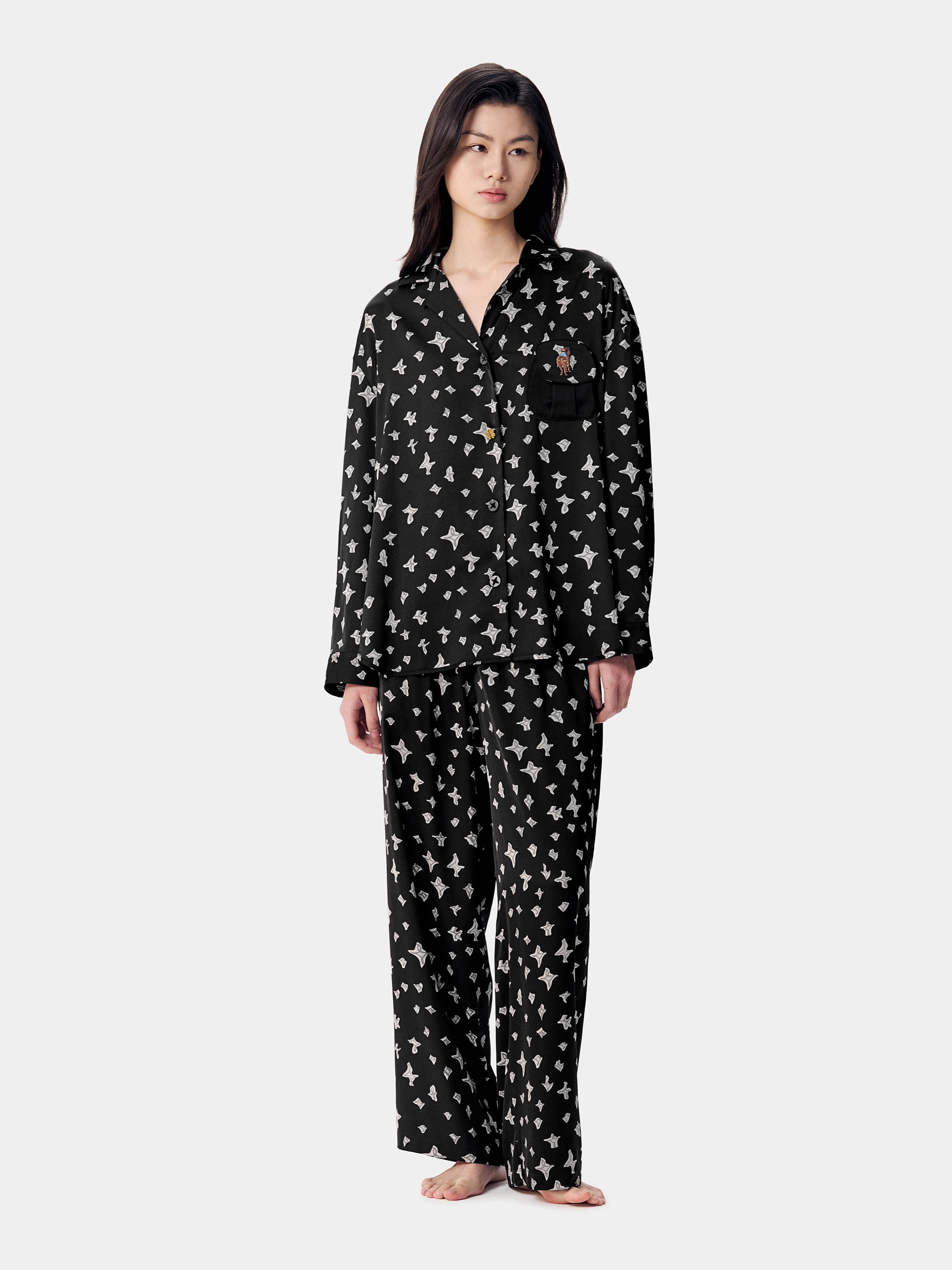 "Year of the Horse" Satin Loungewear Set – Lucky Black