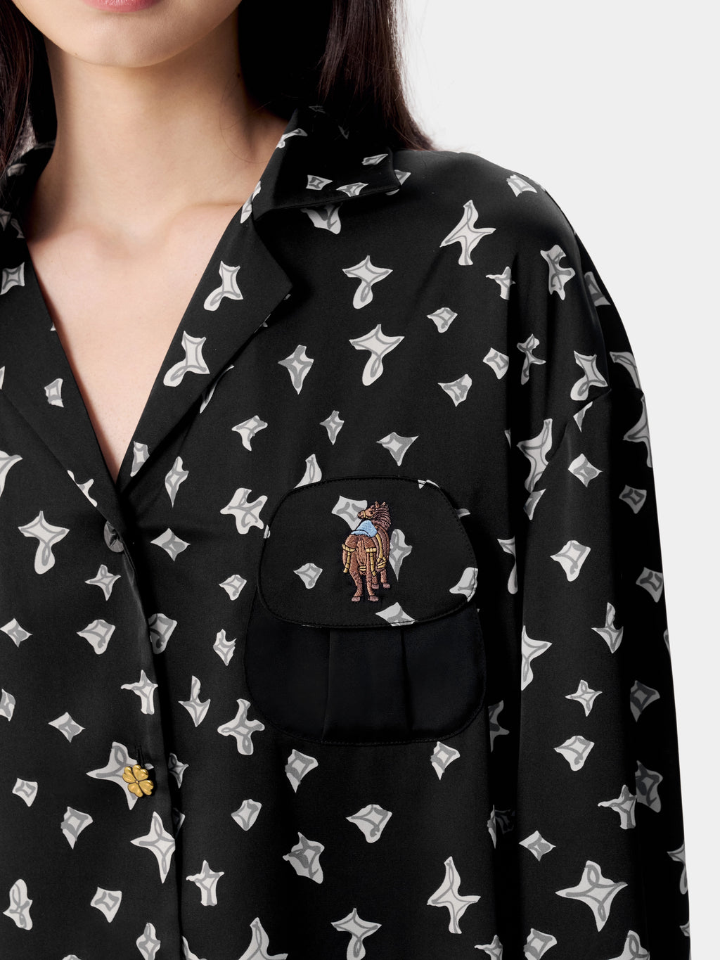 "Year of the Horse" Satin Loungewear Set – Lucky Black