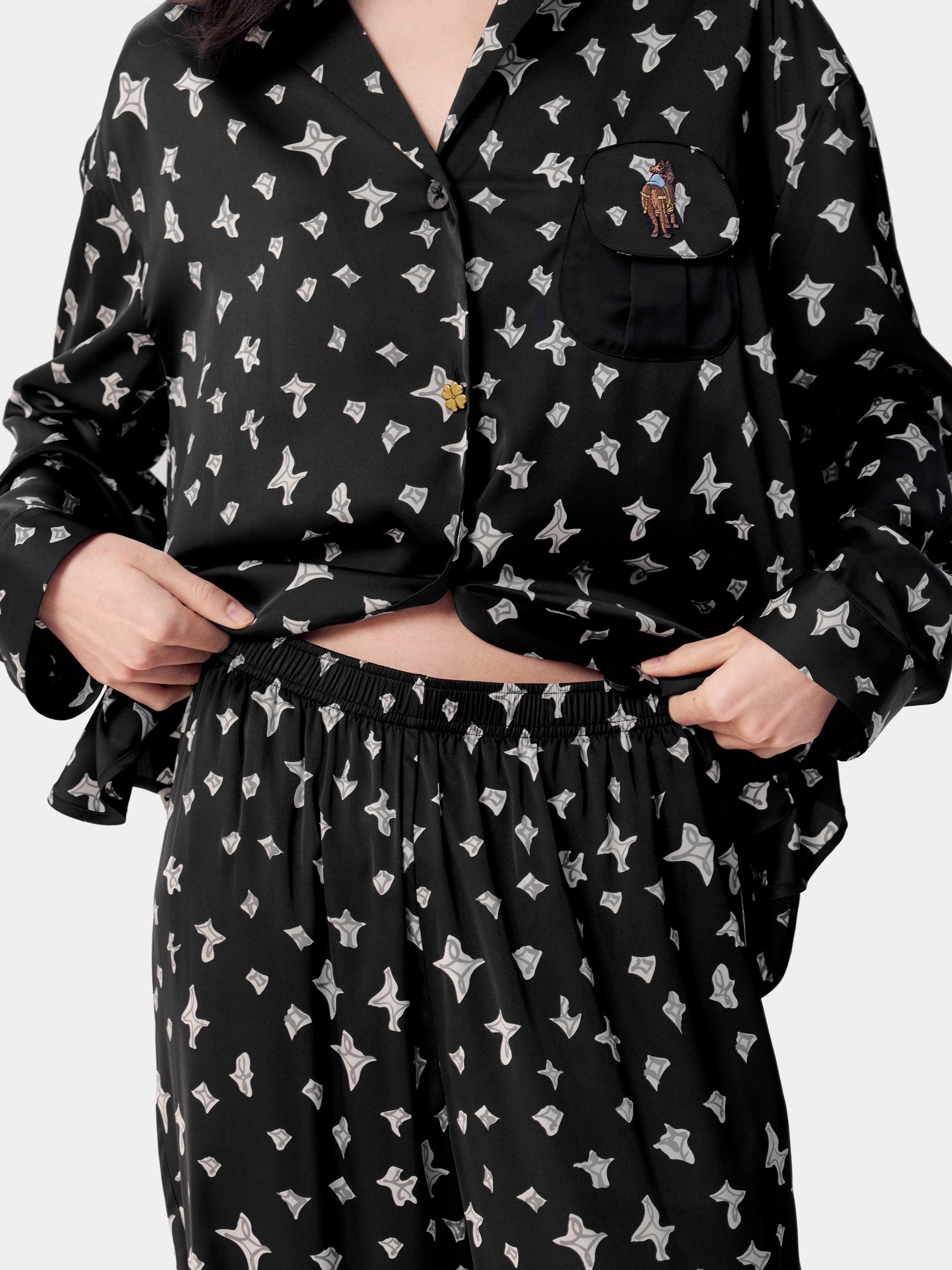 "Year of the Horse" Satin Loungewear Set – Lucky Black