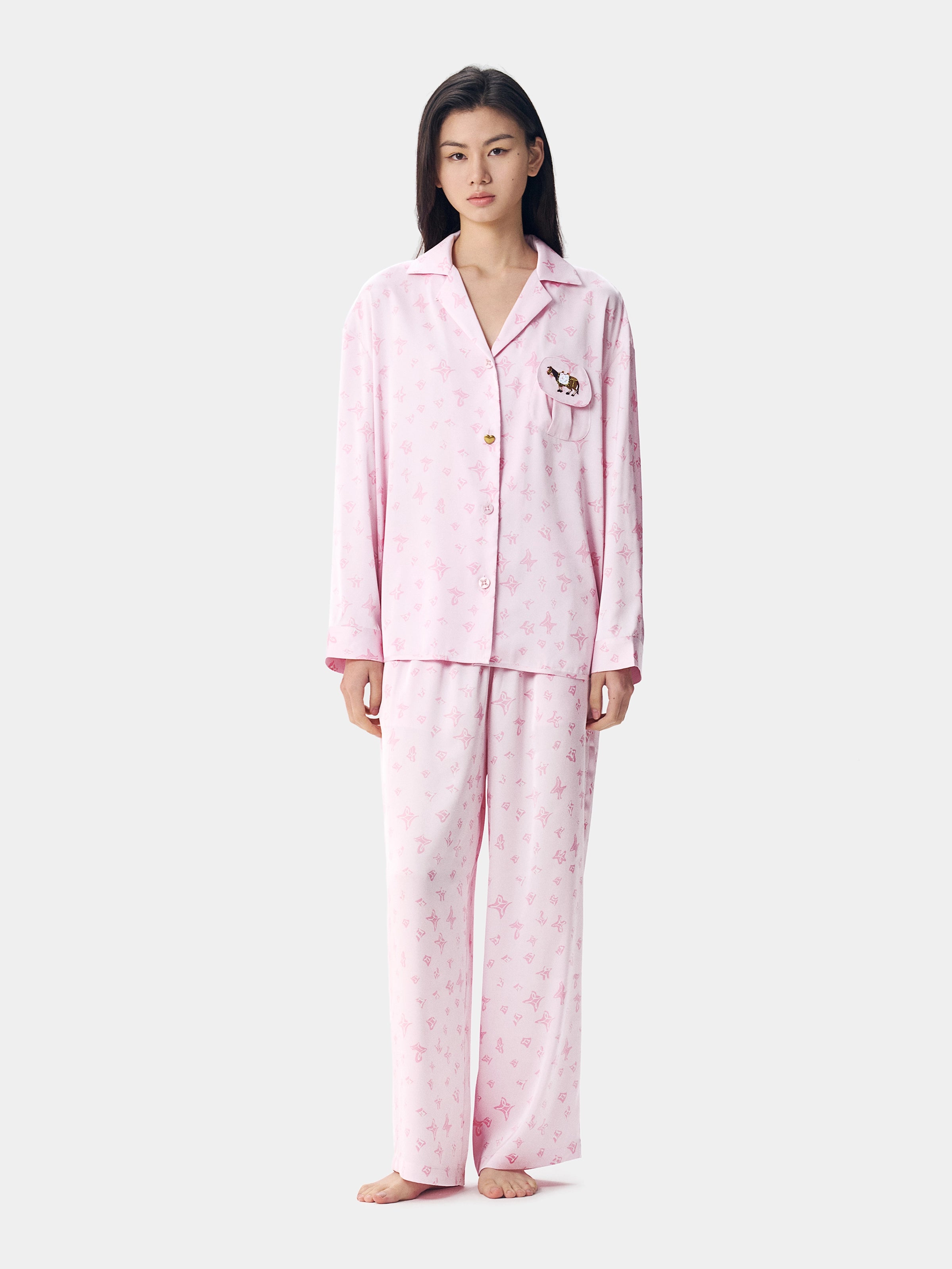 "Year of the Horse" Satin Loungewear Set – Petal Pink