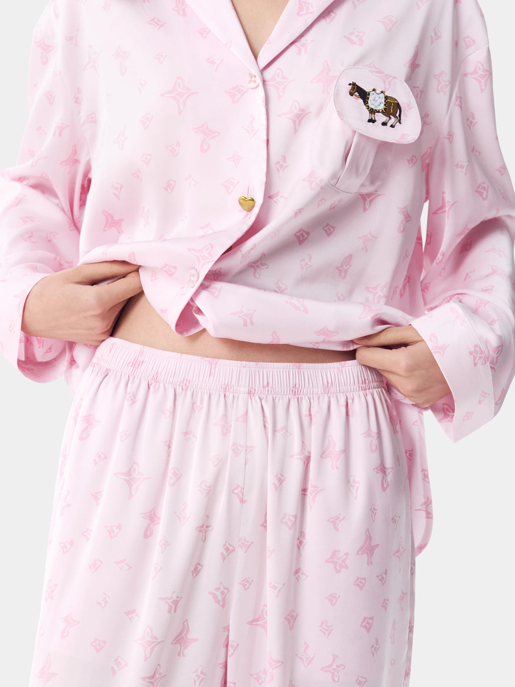 "Year of the Horse" Satin Loungewear Set – Petal Pink