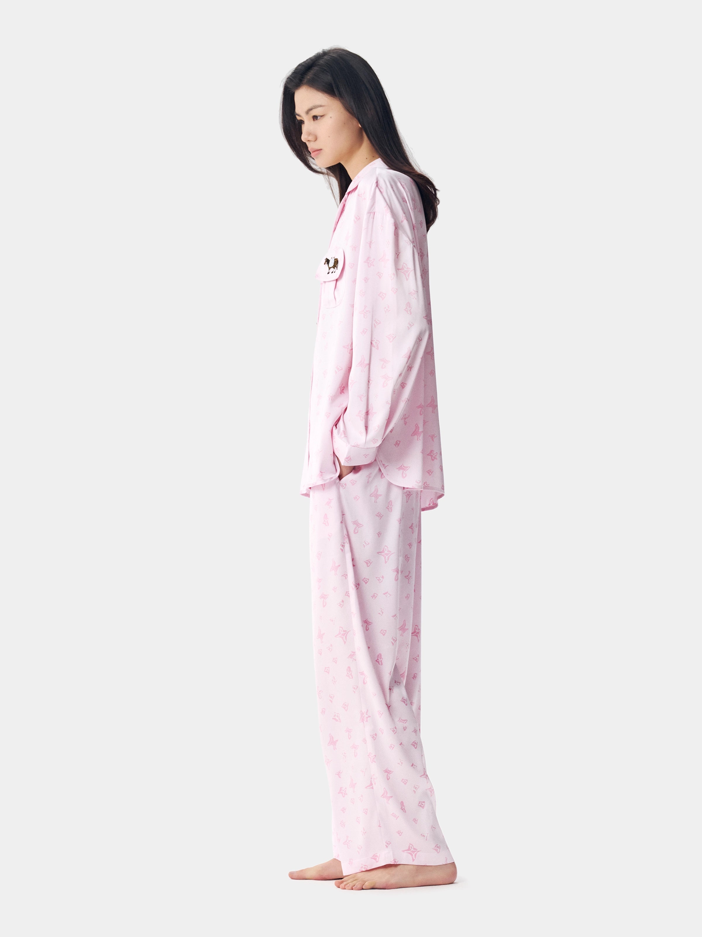 "Year of the Horse" Satin Loungewear Set – Petal Pink