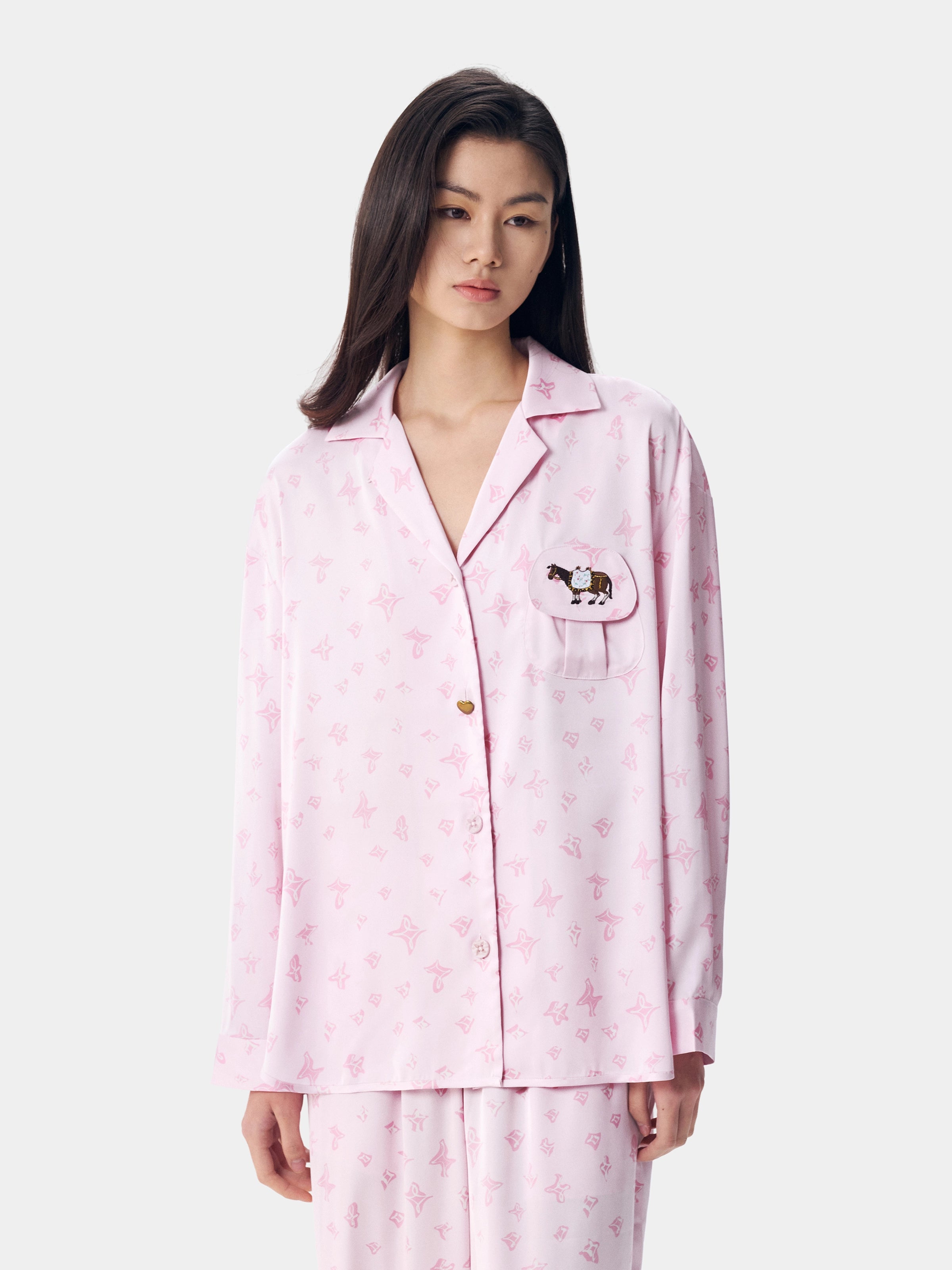 "Year of the Horse" Satin Loungewear Set – Petal Pink
