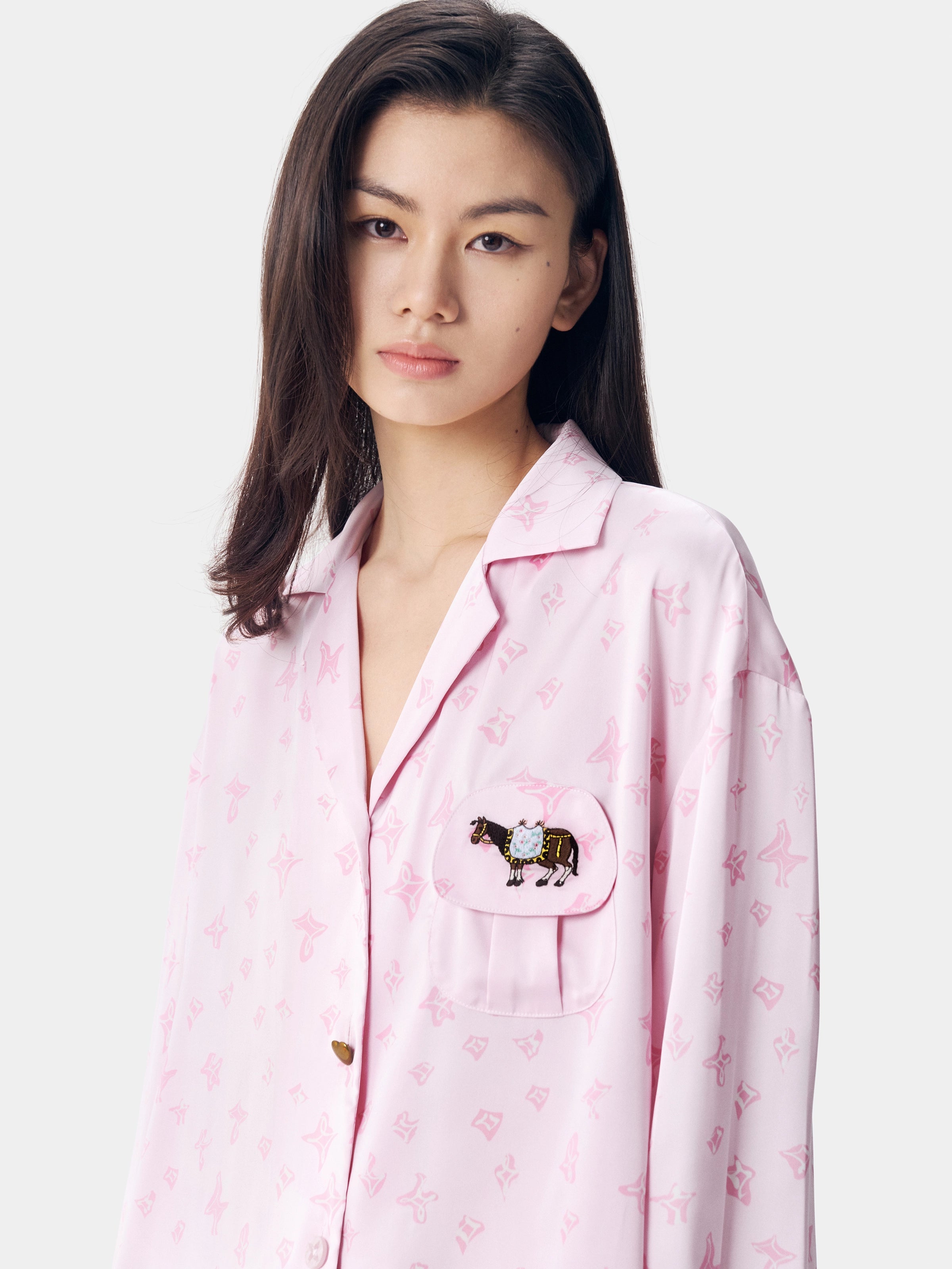 "Year of the Horse" Satin Loungewear Set – Petal Pink