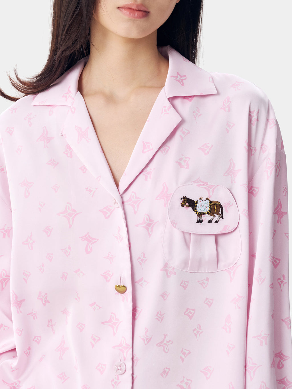 "Year of the Horse" Satin Loungewear Set – Petal Pink