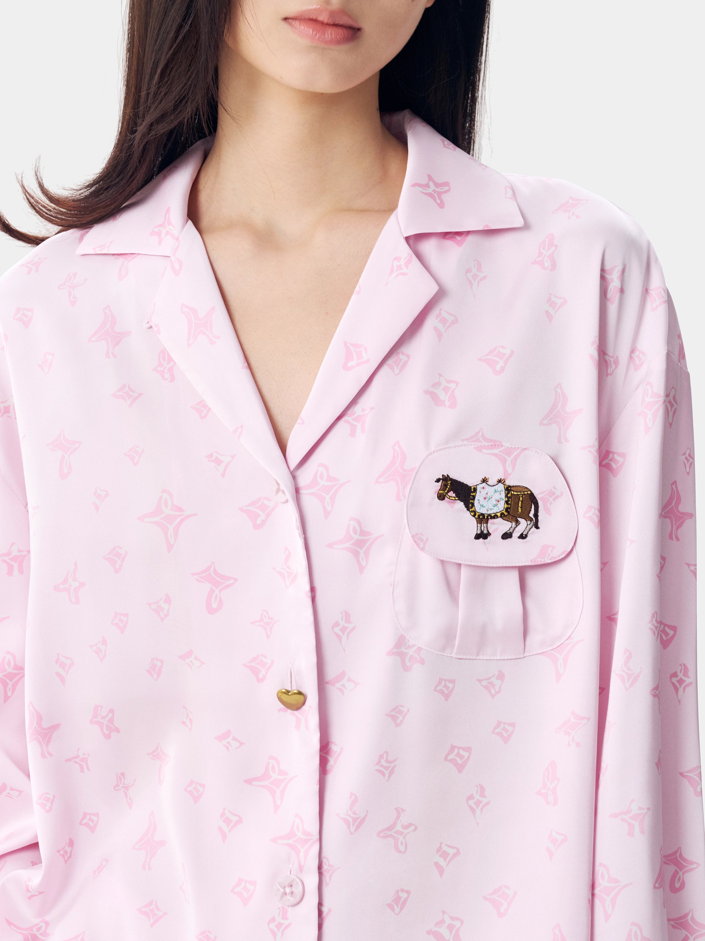 "Year of the Horse" Satin Loungewear Set – Petal Pink