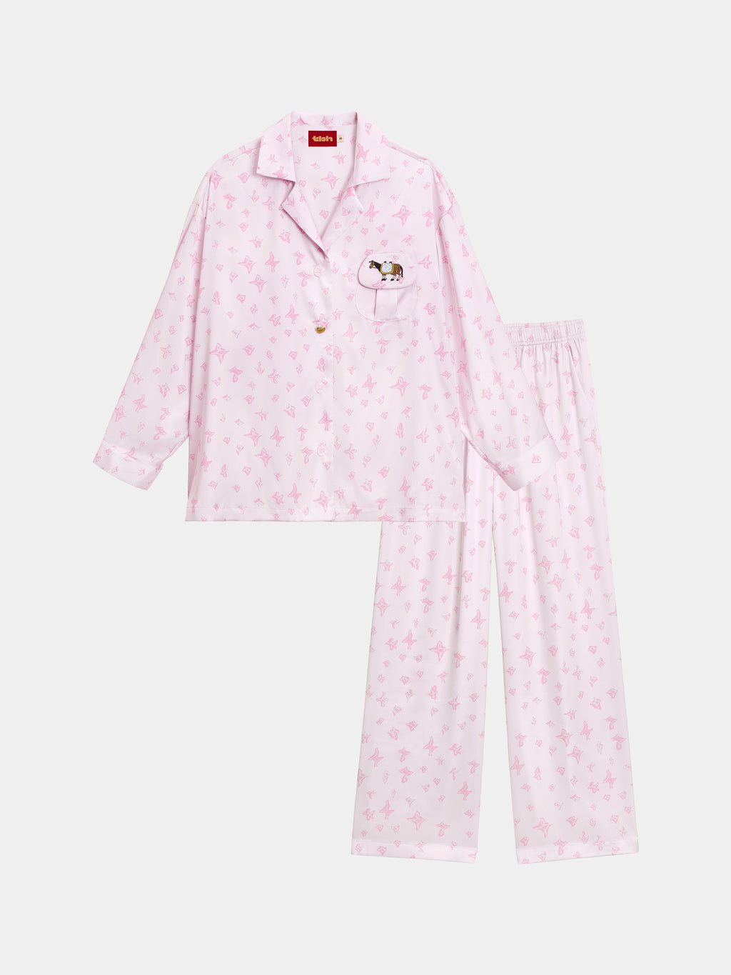 "Year of the Horse" Satin Loungewear Set – Petal Pink