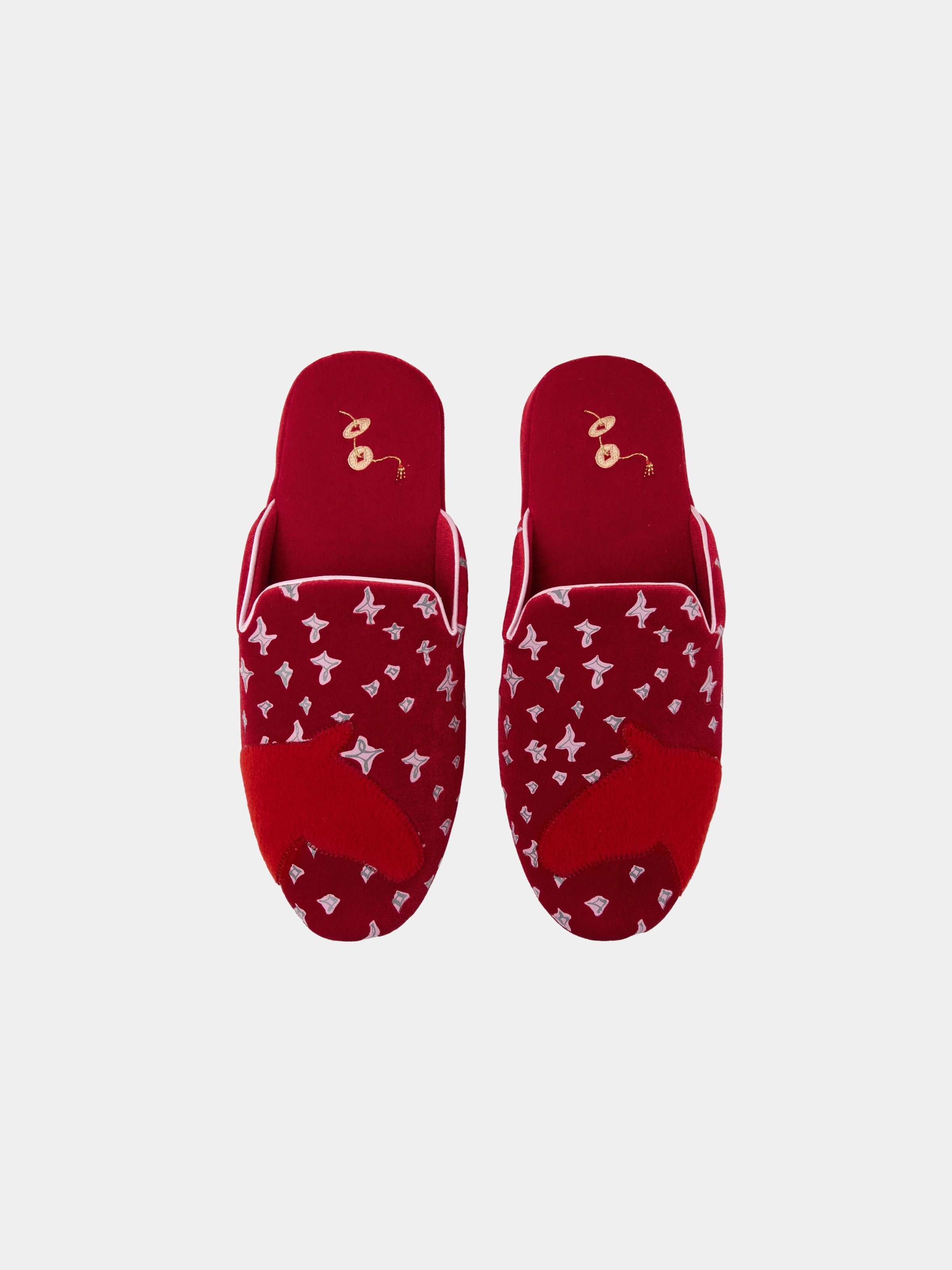 "Year of the Horse" Velvet Loafer Slippers – Fortune Red