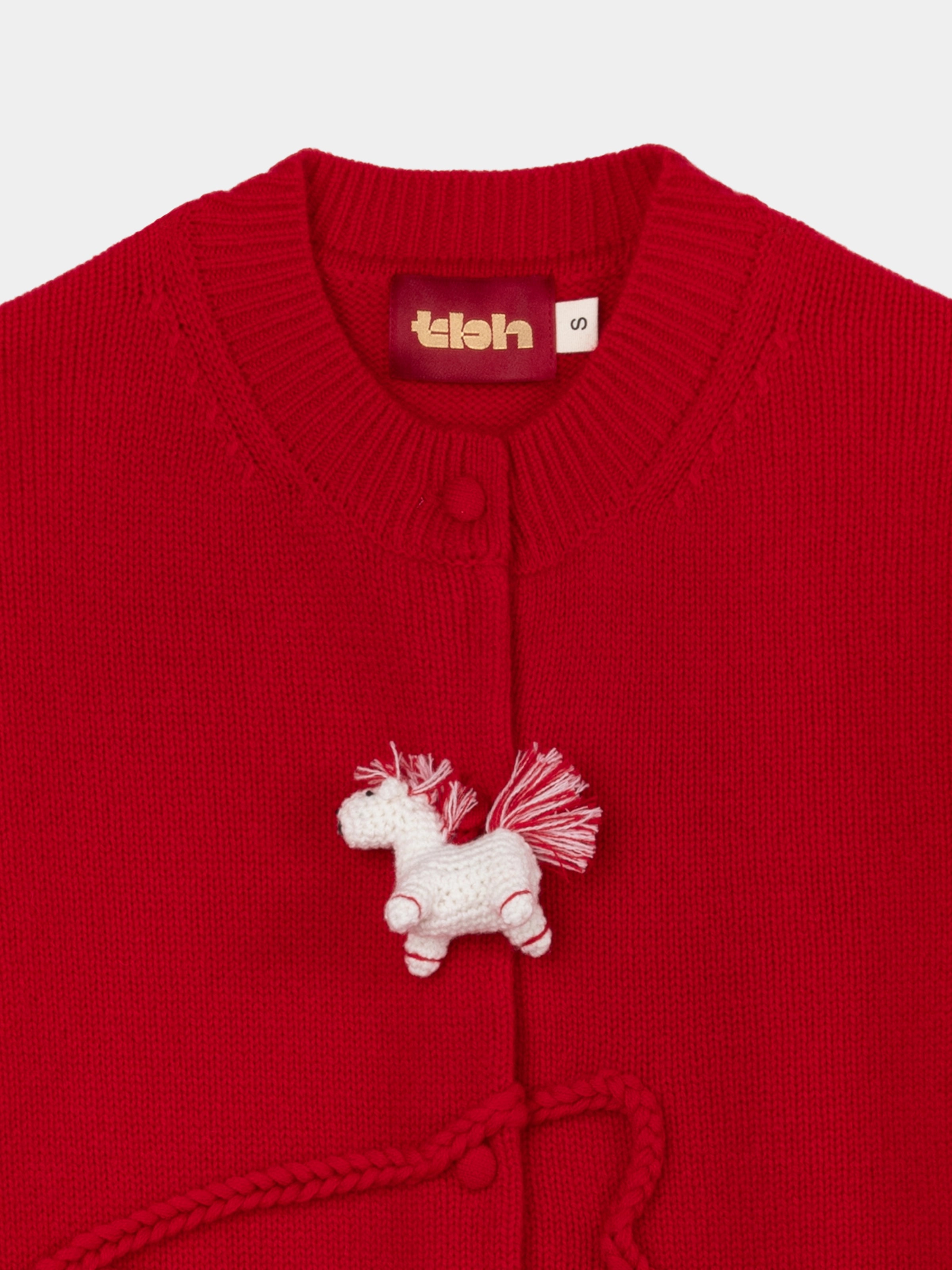 "Year of the Horse" Wool Cashmere Blend Cardigan – Fortune Red