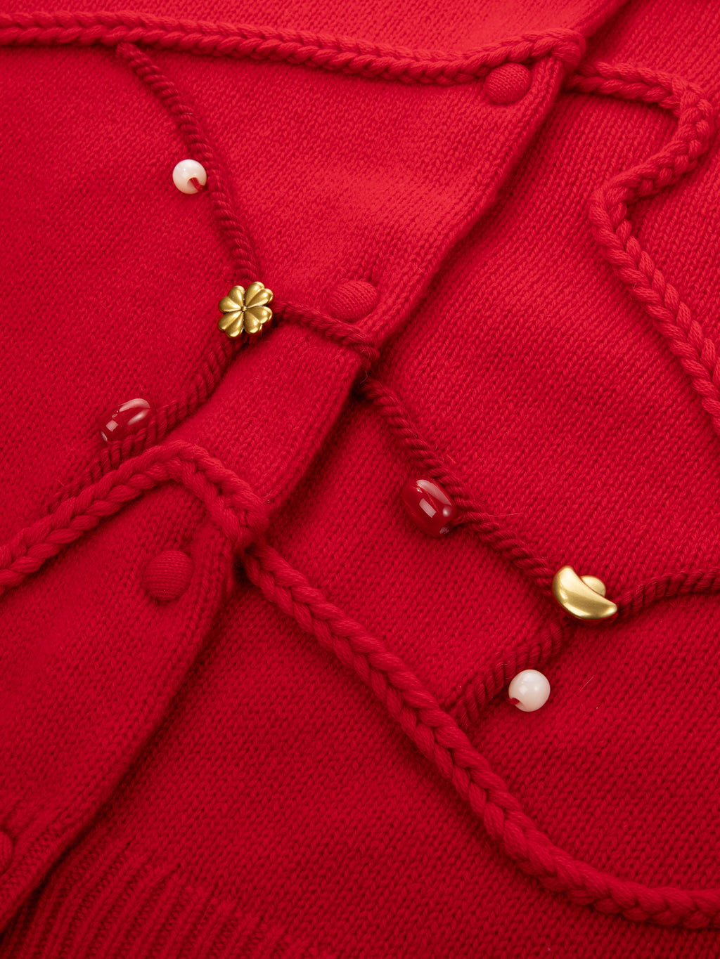 "Year of the Horse" Wool Cashmere Blend Cardigan – Fortune Red