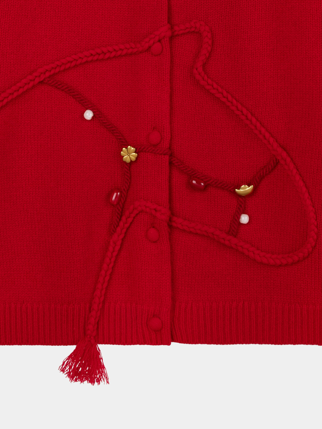 "Year of the Horse" Wool Cashmere Blend Cardigan – Fortune Red