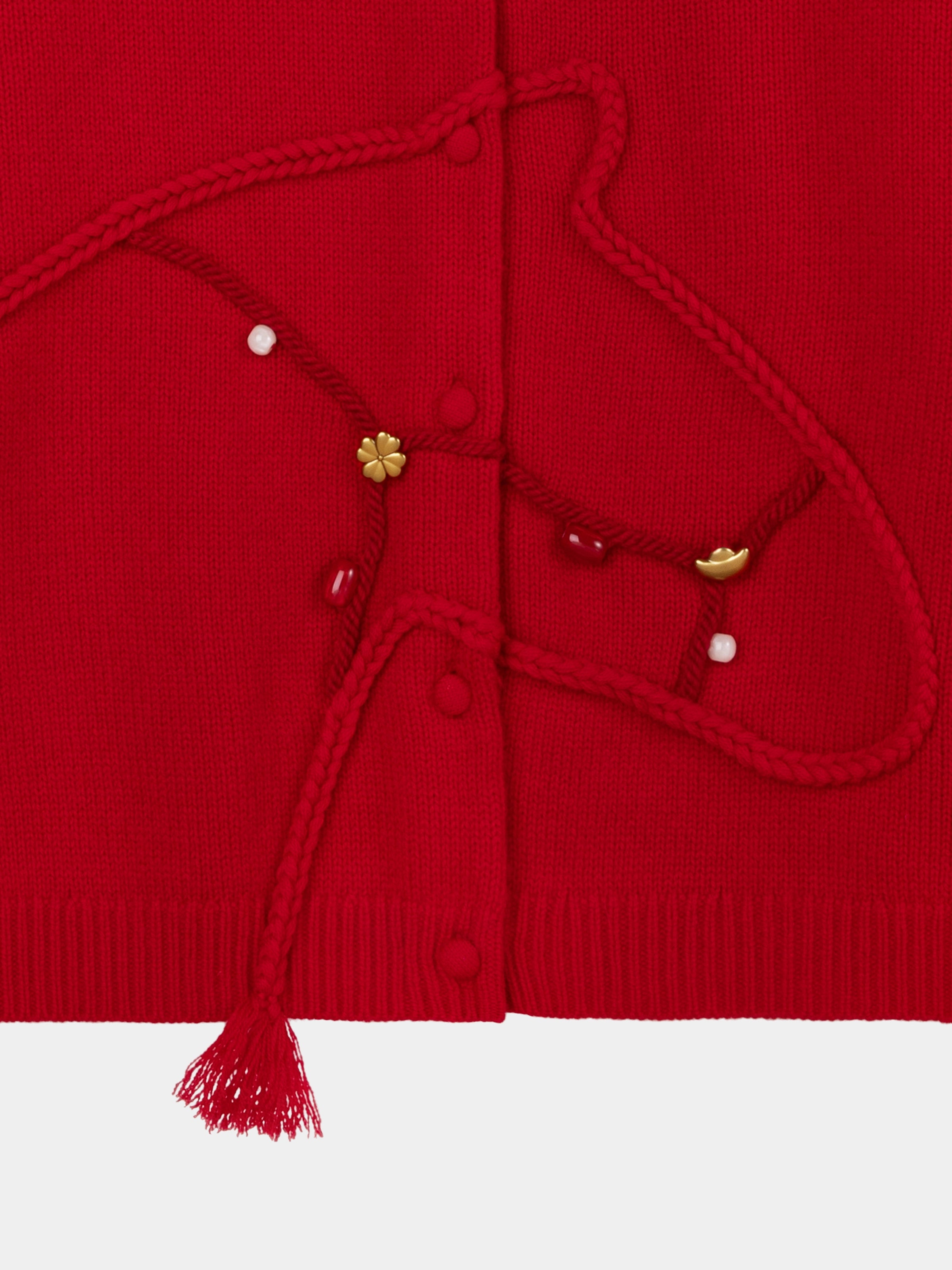 "Year of the Horse" Wool Cashmere Blend Cardigan – Fortune Red