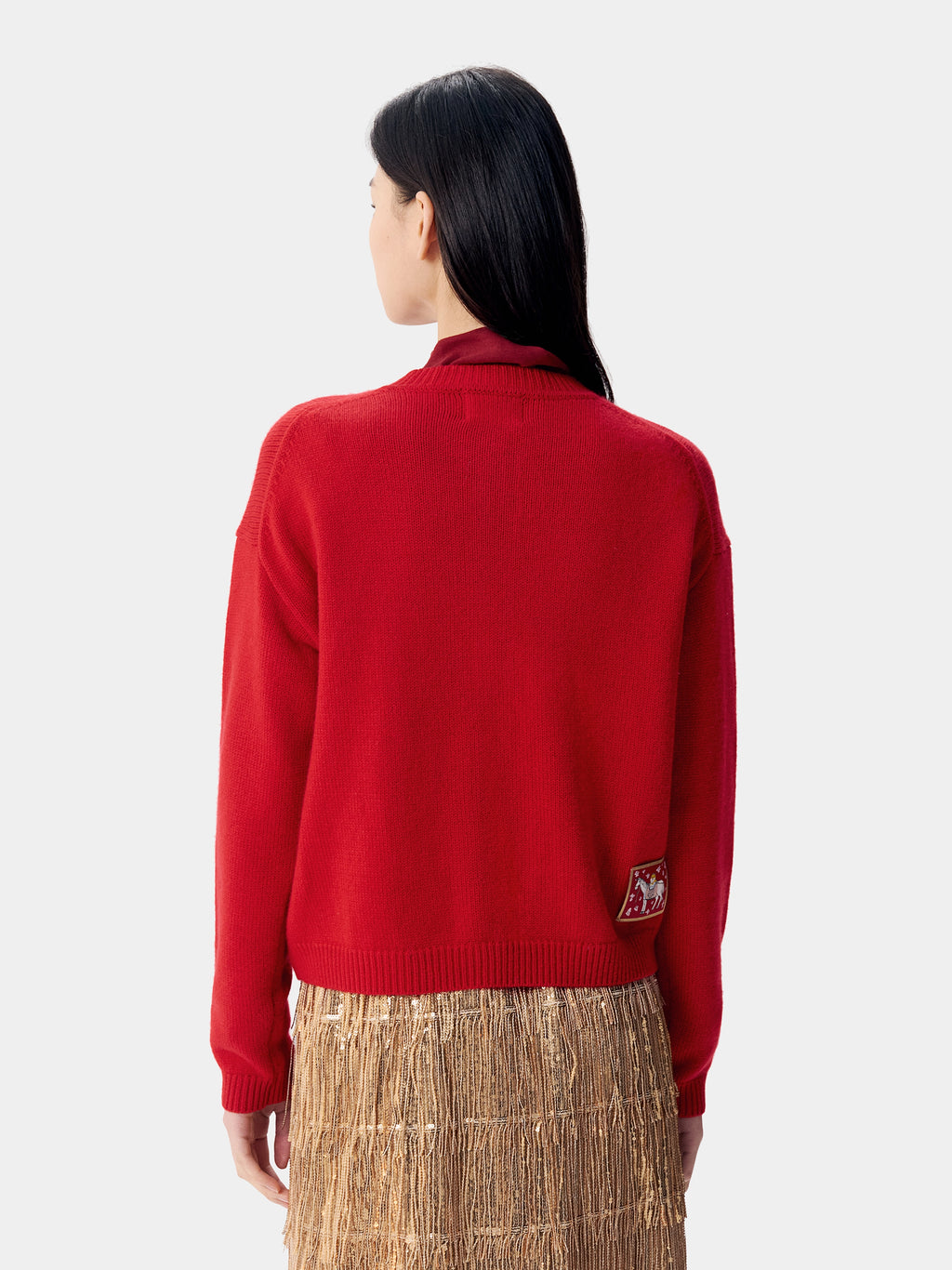 "Year of the Horse" Wool Cashmere Blend Cardigan – Fortune Red
