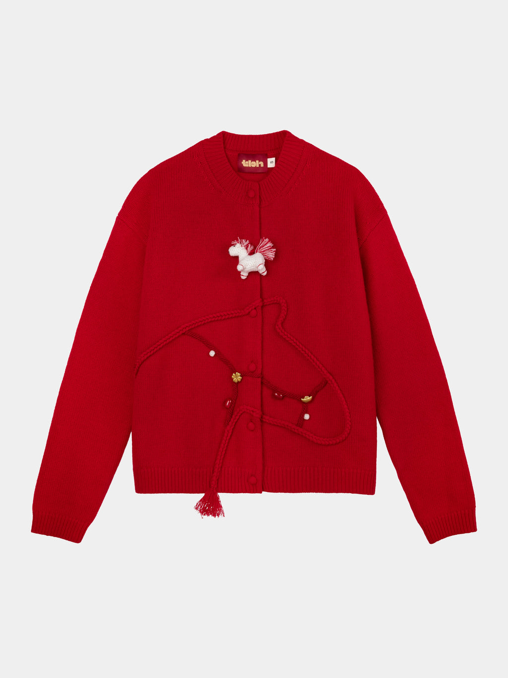 "Year of the Horse" Wool Cashmere Blend Cardigan – Fortune Red